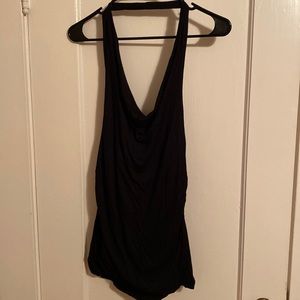Black halter scoop neck top
